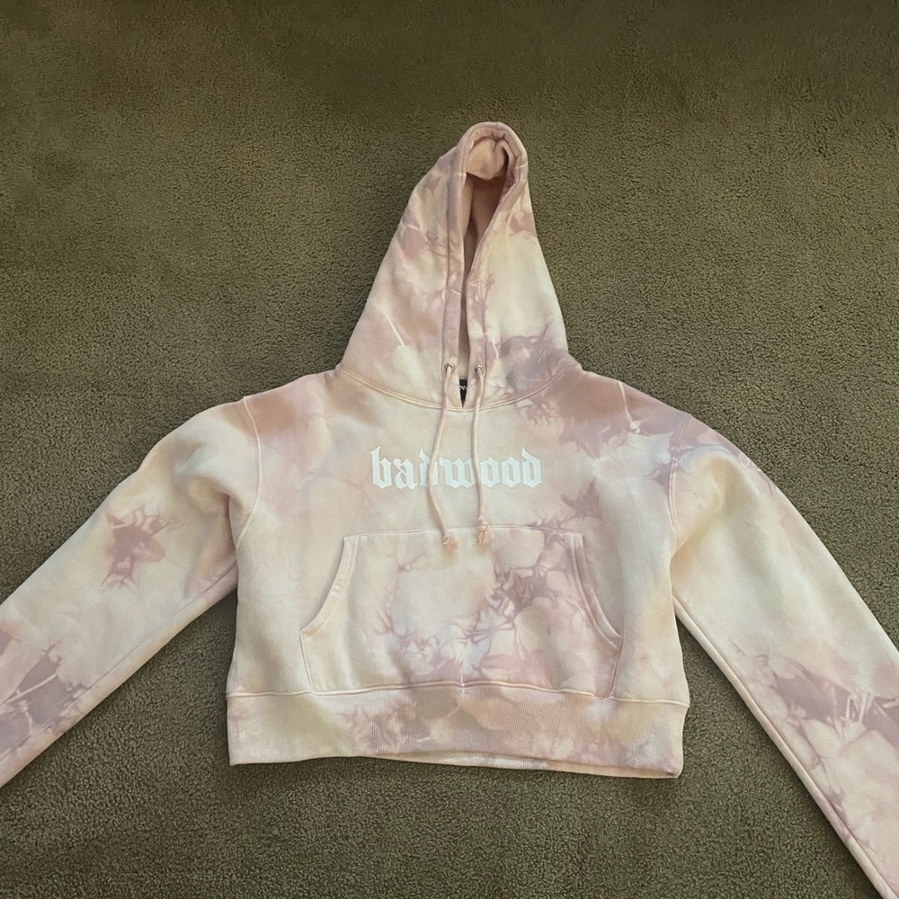 Badwood bad bunny tie dye crop hoodie